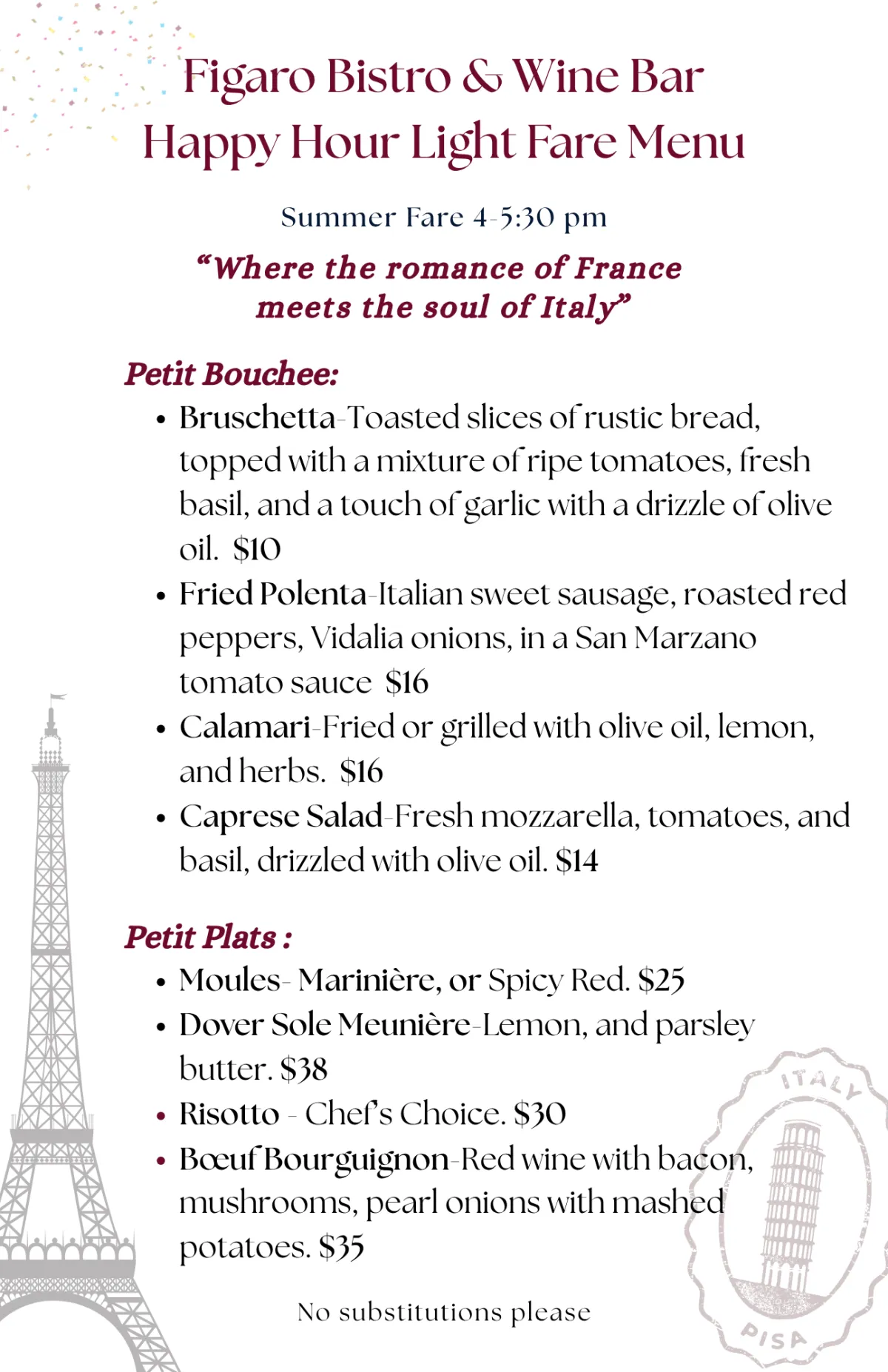 Fine French wine selection – Figaro Bistro menu