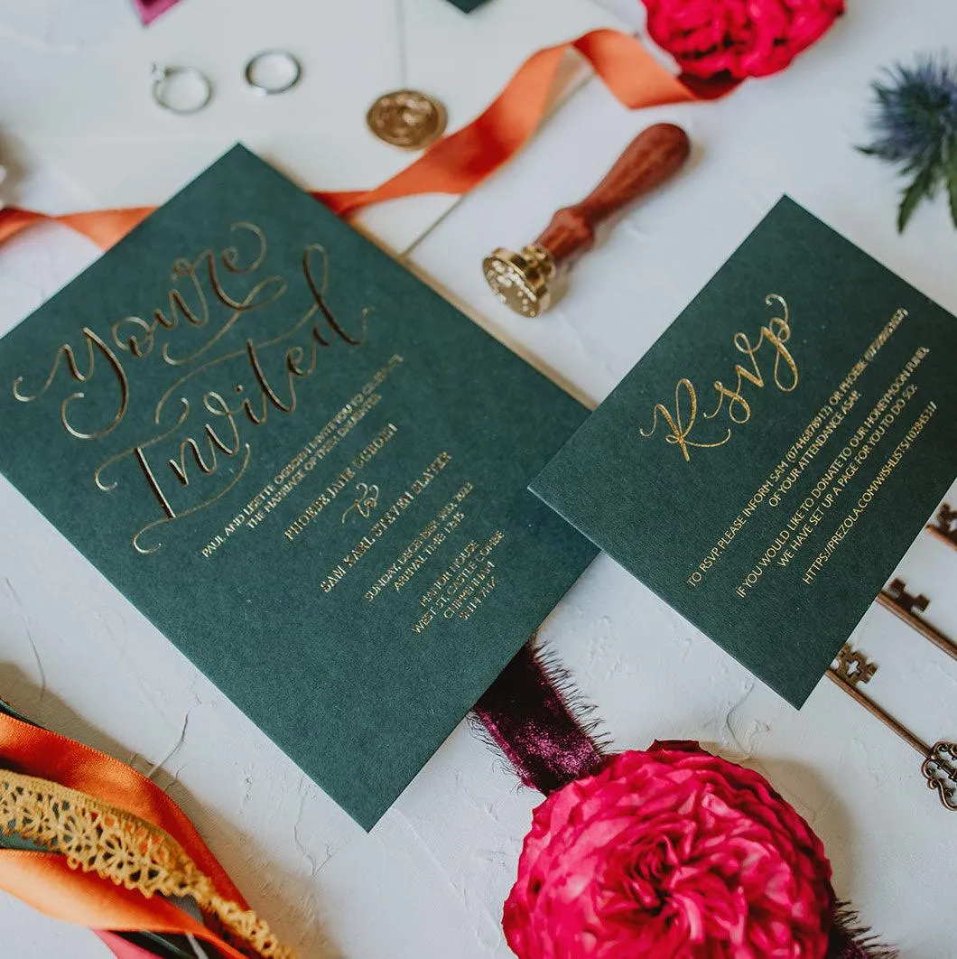 Luxury hot foiled wedding stationery