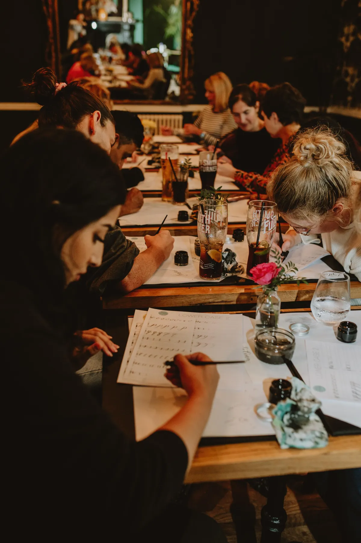 The Oxford Calligrapher doing modern calligraphy with a pointed pen