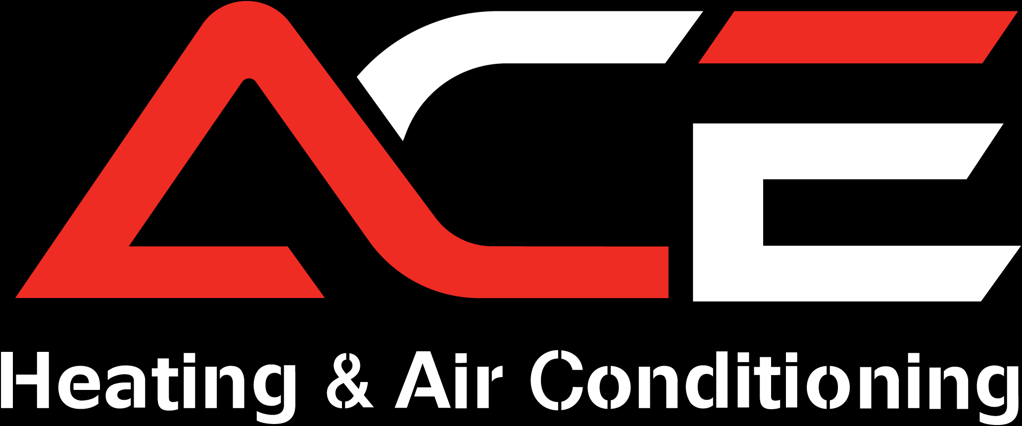 ACE Heating & Air Conditioning logo featuring bold red and white lettering on a black background, representing the brand's identity in HVAC services.