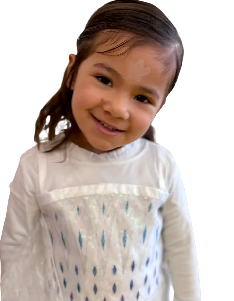 Decorative background featuring a smiling preschool girl with a pink backpack