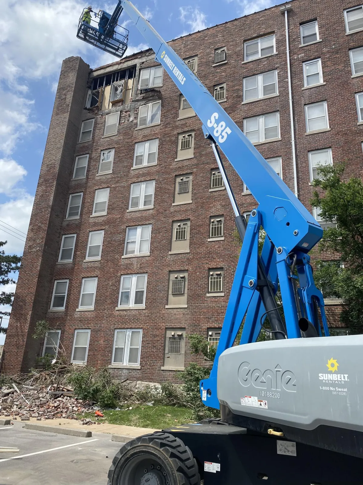 Restored historic brick facade completed by M&H Masonry in St. Louis