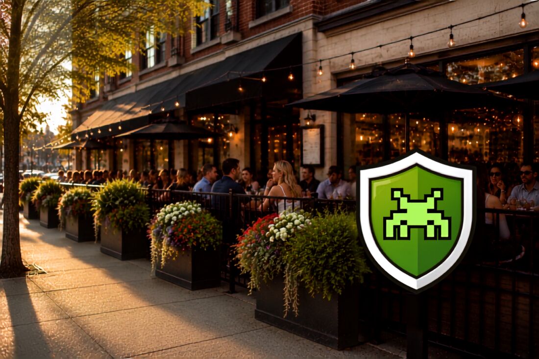 Busy St. Louis restaurant patio protected by Zero Pest commercial service
