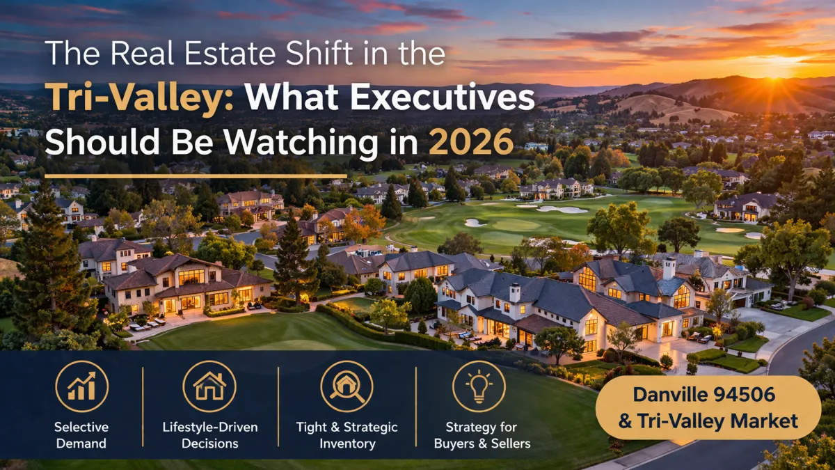 Luxury homes in Danville 94506 and the Tri-Valley area at sunset representing 2026 real estate market trends