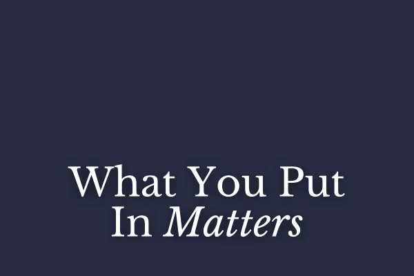 What You Put In Matters