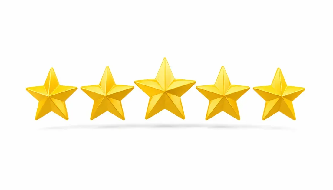 Five-star rating graphic representing review signals in local search rankings