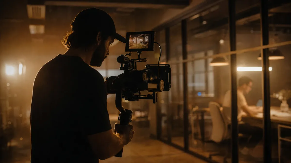 Vdeograper with camera on a gimbal