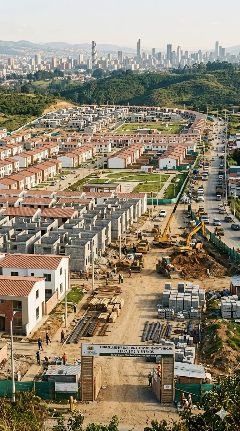 Zona en desarrollo urbano ilustrando el modelo de valorización