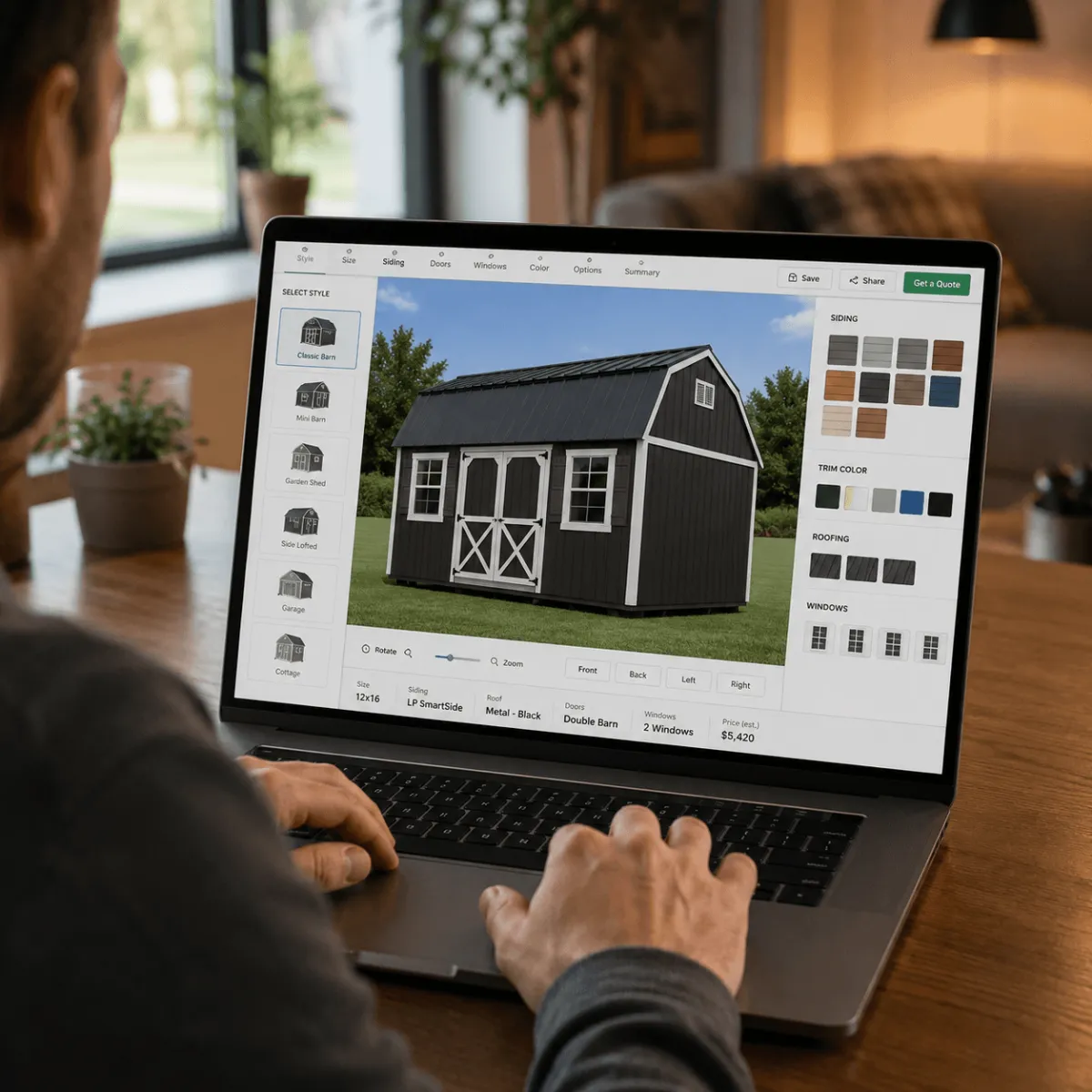 Use our 3D custom shed builder