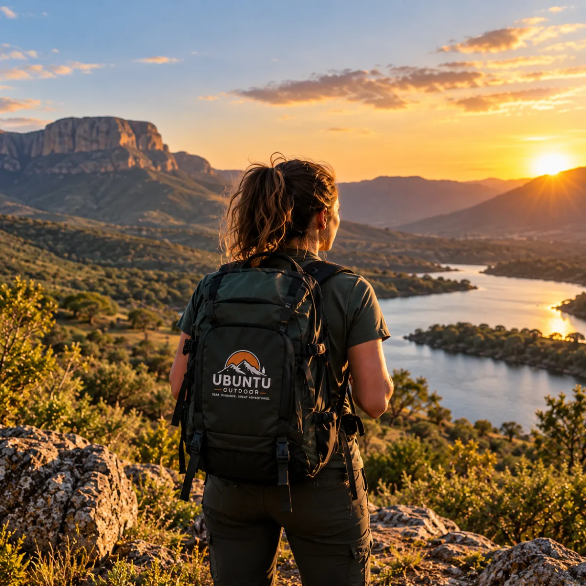 Hiker selecting reliable trail gear with confidence in the African wilderness