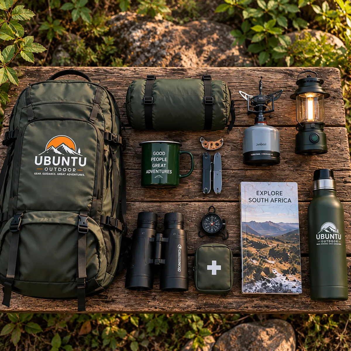 Essential streamlined hiking kit laid out cleanly without redundant gear