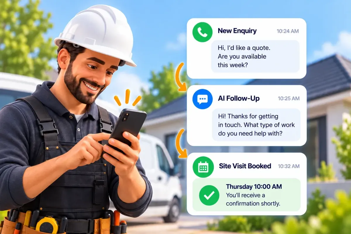 Home Contractor Checking Phone