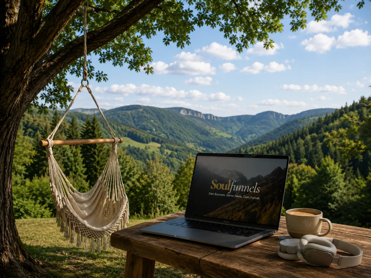 Laptop in the mountainside