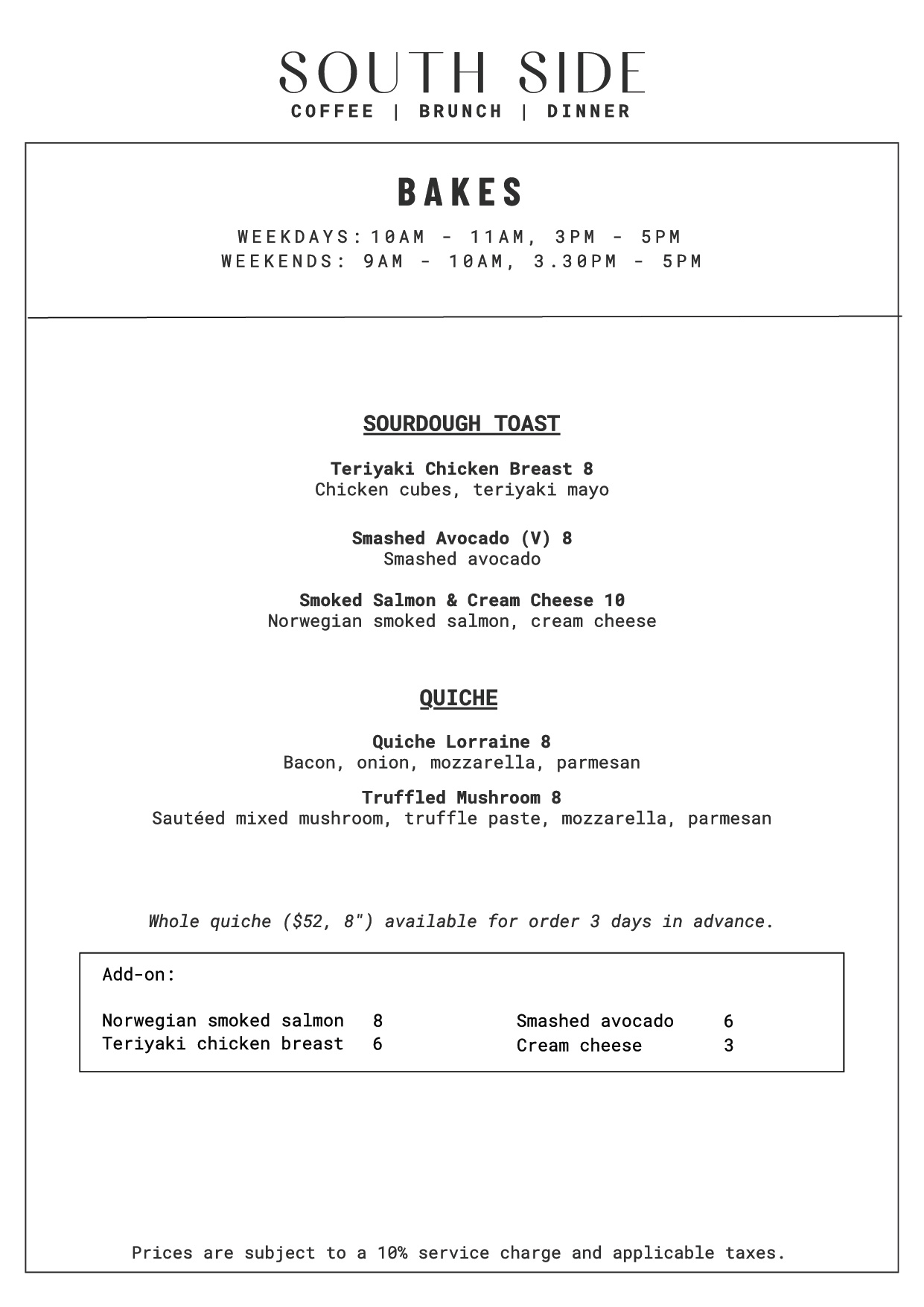 Southside Keppel Menu Bakes