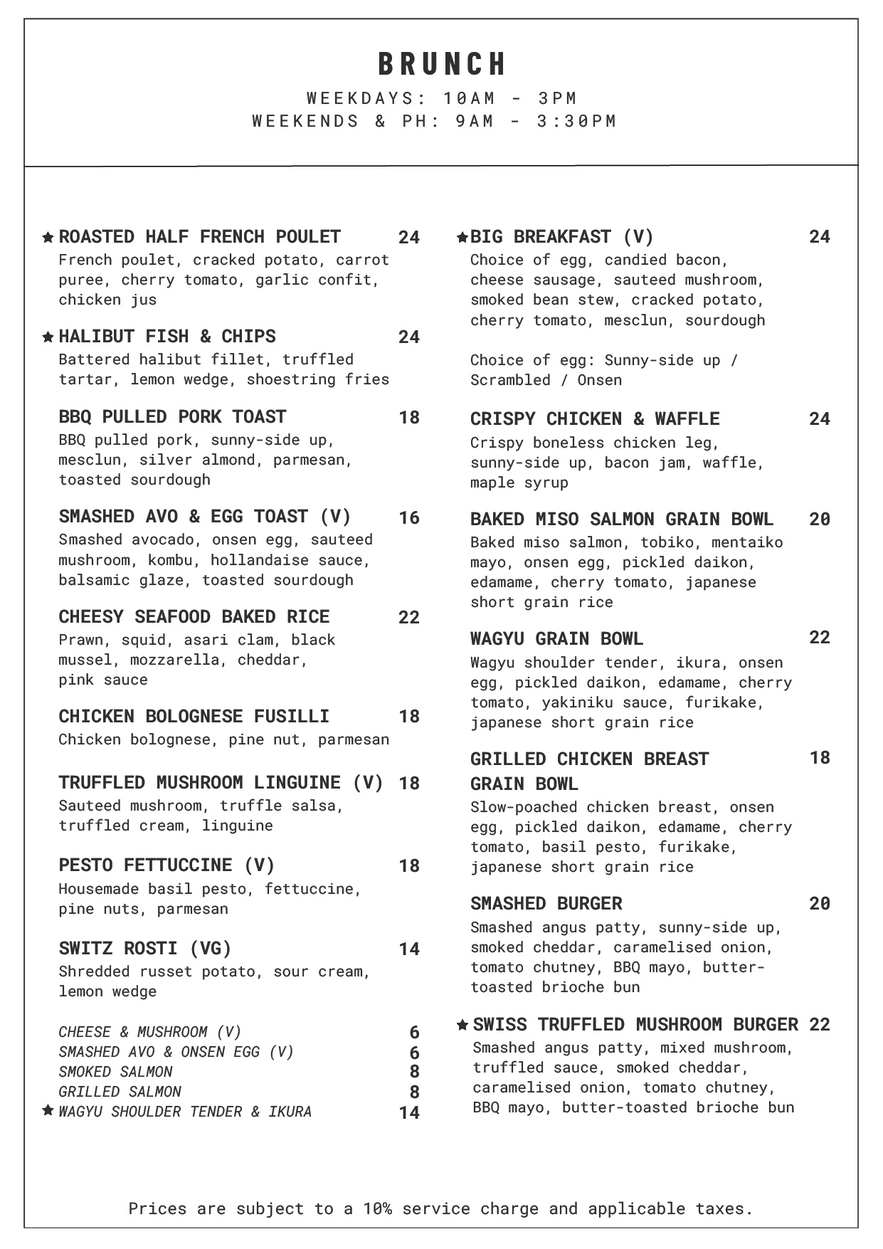 Southside Keppel Menu Brunch