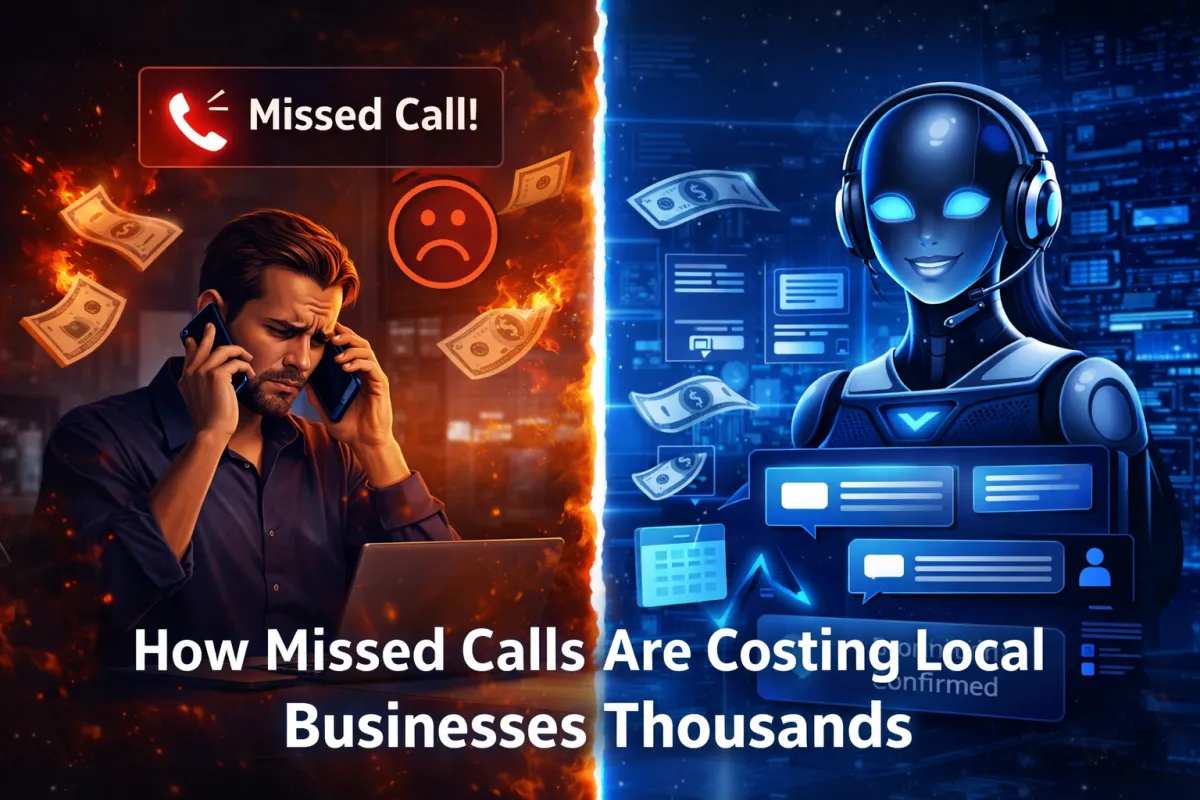 Missed calls costing local businesses revenue while an AI receptionist captures leads and books appointments automatically