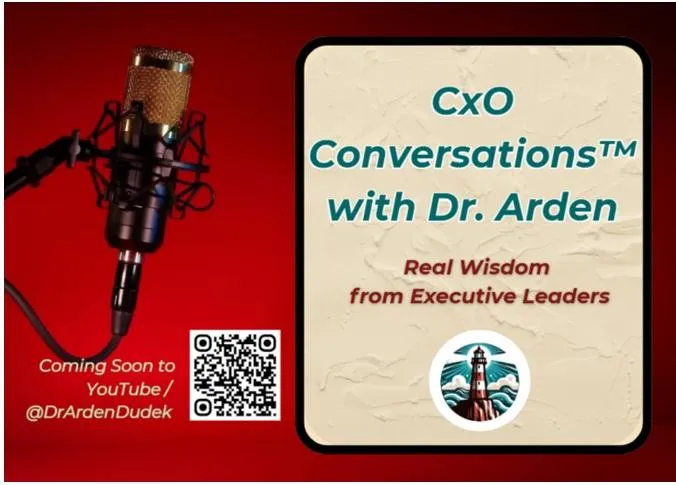 podcast microphone and CxO Conversations title