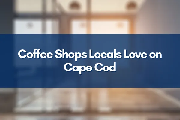Cozy Cape Cod coffee shop scene with locals enjoying their drinks