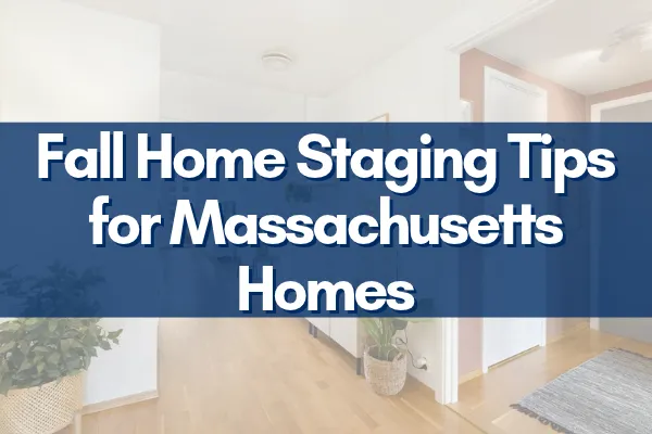 Massachusetts home decorated for fall with pumpkins, cozy throws, and warm lighting.