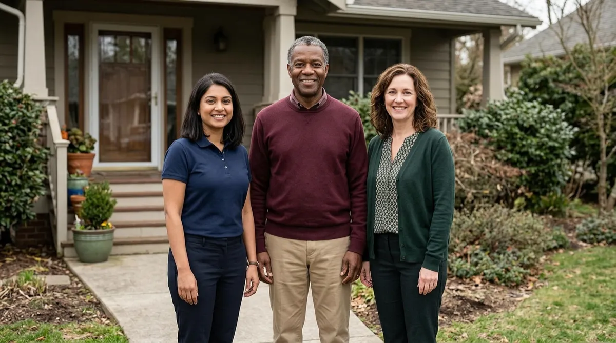 A caregiver team at the front door of a home in Ottawa