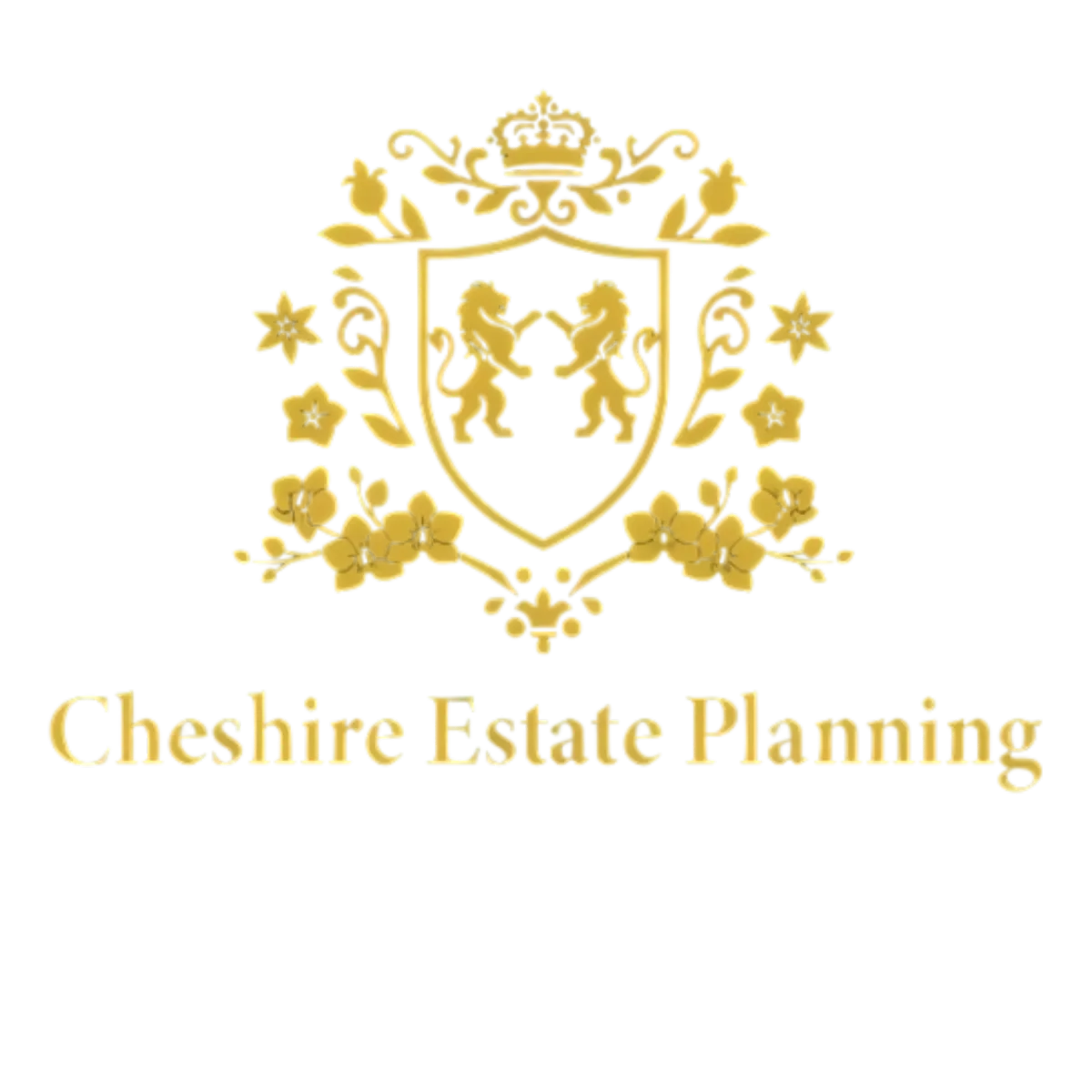 Cheshire Estate Planning logo with dark navy blue and golden graphics