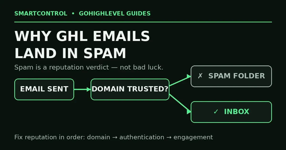 gohighlevel emails going to spam inbox path deliverability check