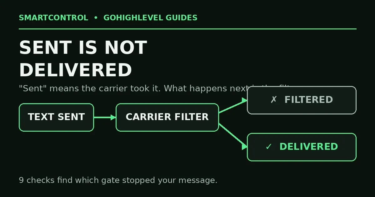 gohighlevel sms sent but not delivered carrier filtering check