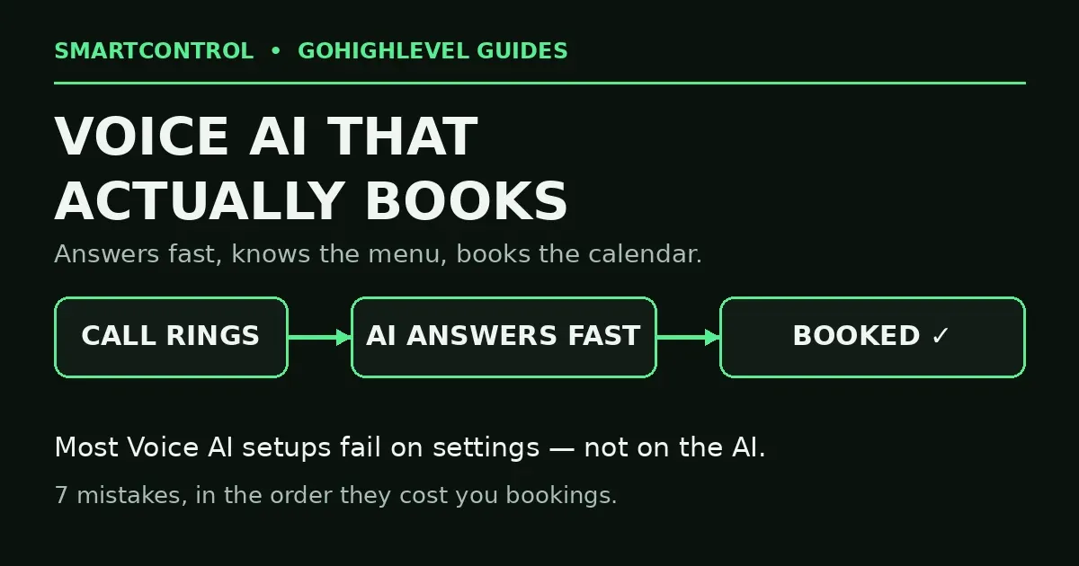 gohighlevel voice ai receptionist call flow answers and books