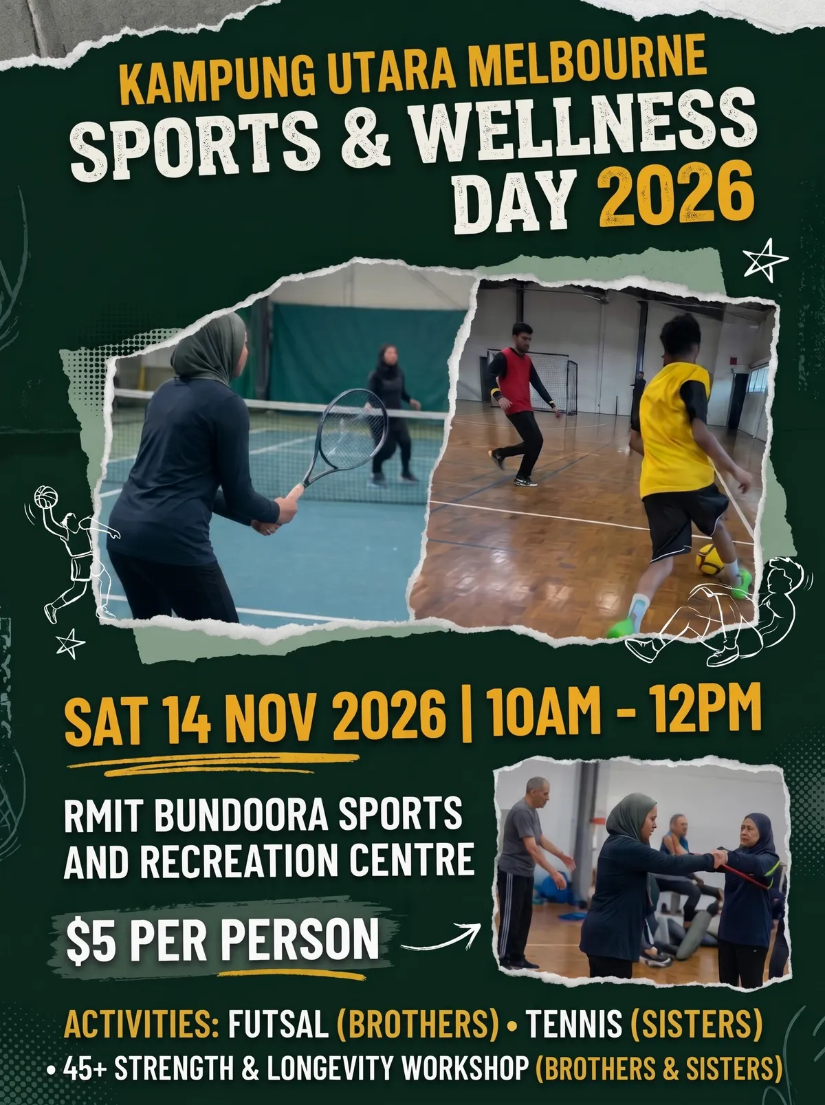 KUM Sports & Wellness Day 2026: Saturday 14 November, 10am to 12pm, RMIT Bundoora Sports and Recreation Centre, $5 per person