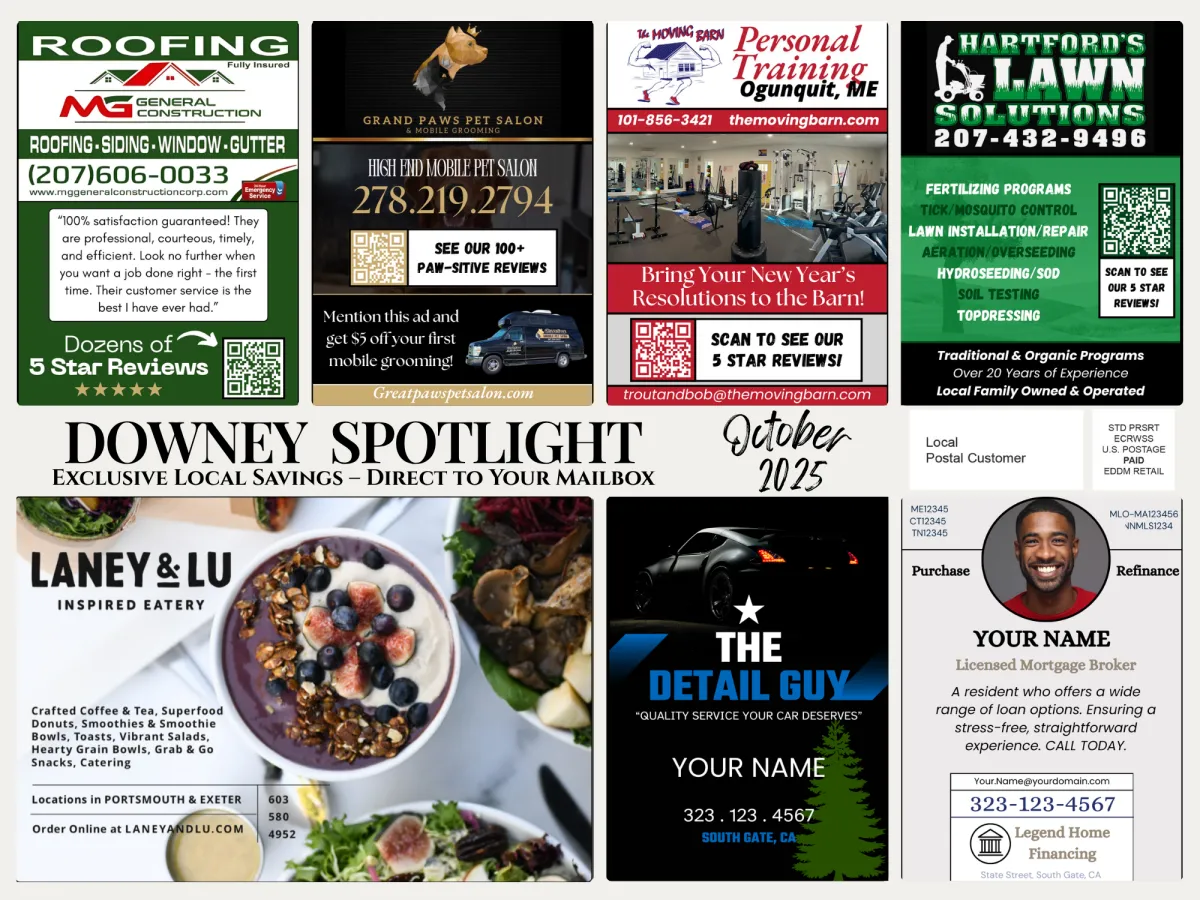 Downey Spotlight postcard for local businesses