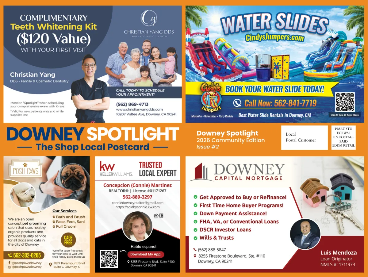Downey Spotlight postcard for local businesses