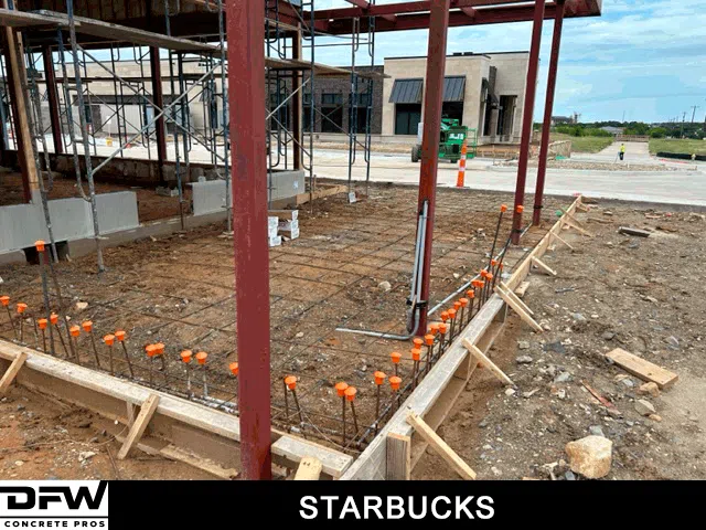 commercial concrete, starbucks patio foundation, parking lot
