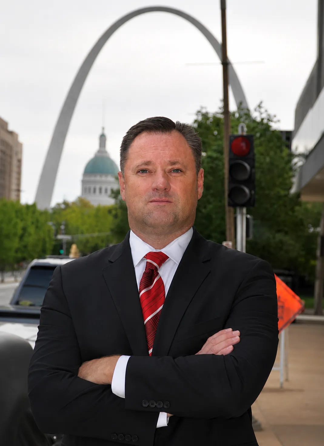Attorney Craig Concannon standing outside the Gateway Arch in St. Louis, Missouri