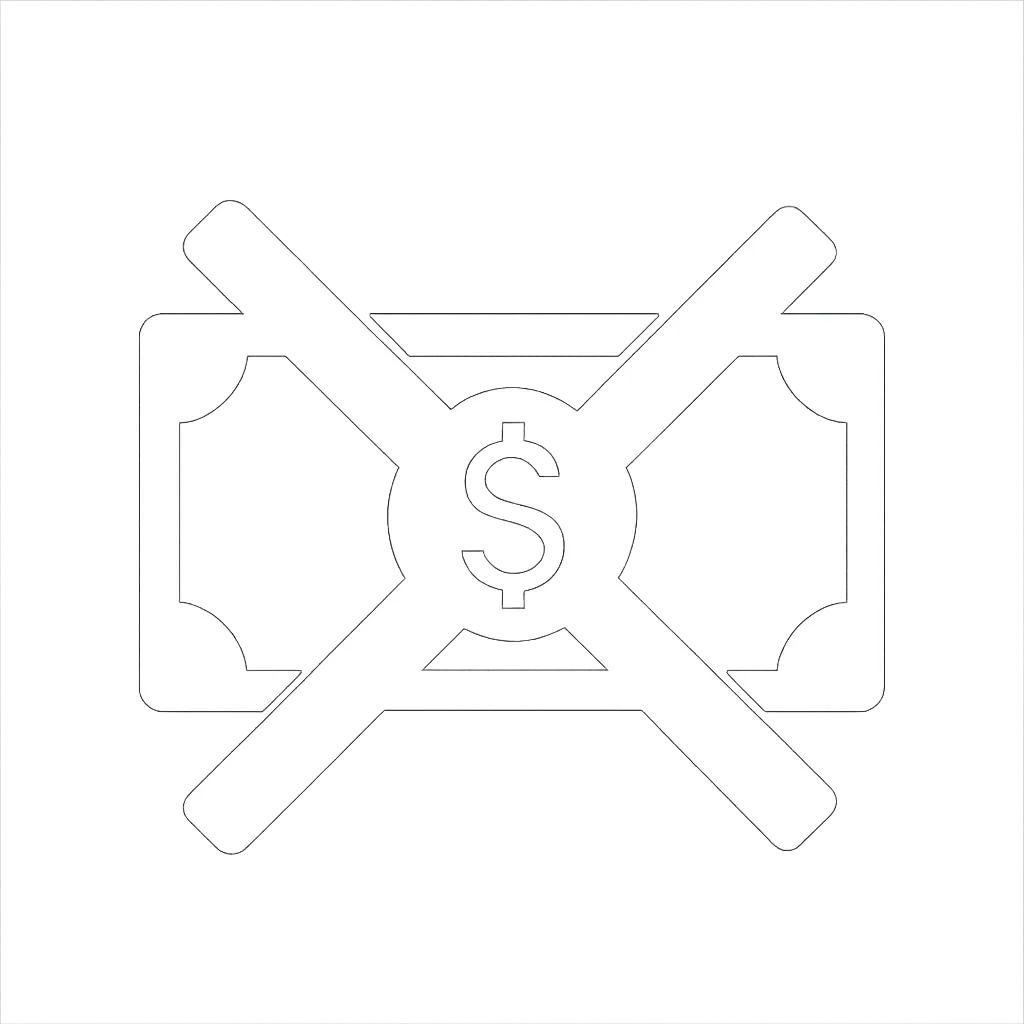 Cossed-out dollar sign