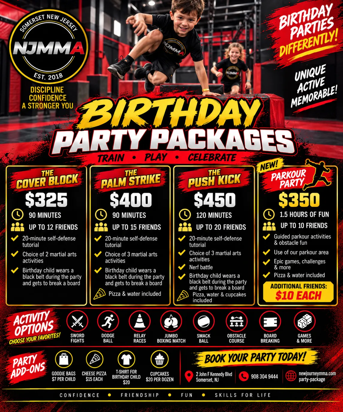 Kids martial arts birthday party at New Journey MMA in Somerset NJ