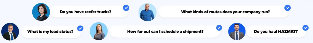 Customer questions in chat bubbles