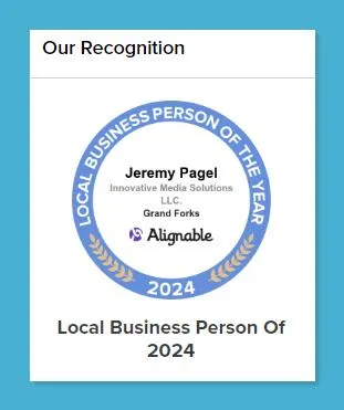 Our CEO in grand forks north dakota who is a digital marketing and advertising and custom seo service expert is named Jeremy Pagel and he wa Named Local Business Person Of The Year by Alignable which is a huge business platform for networking