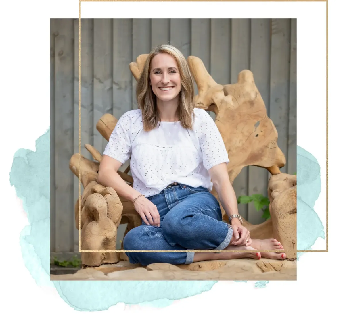 Life coach Melissa Turner smiling on a chair