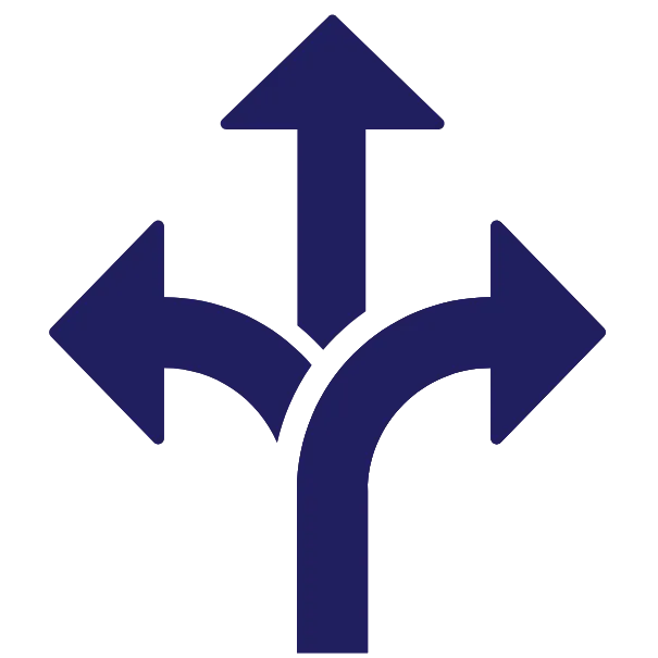 Three point arrow icon