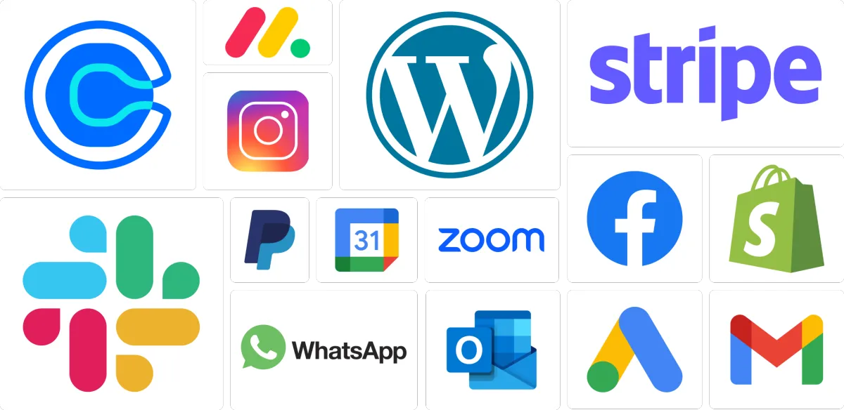 Software integrations including Stripe, Zapier, and Google Calendar