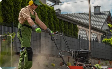 Commercial-grade mower providing a clean, striped finish on a large residential lawn