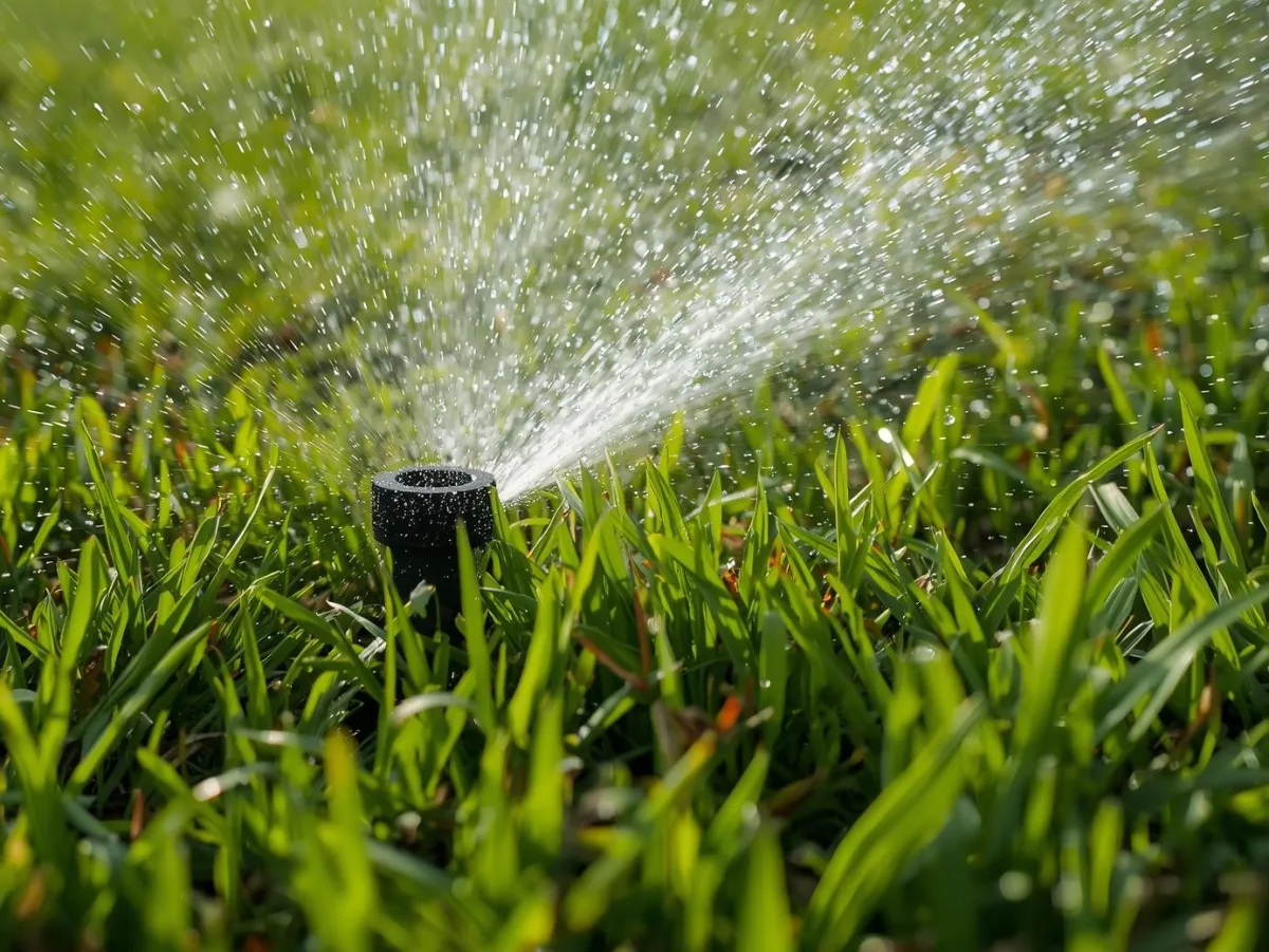 Children playing on a grassy lawn near a modern building.