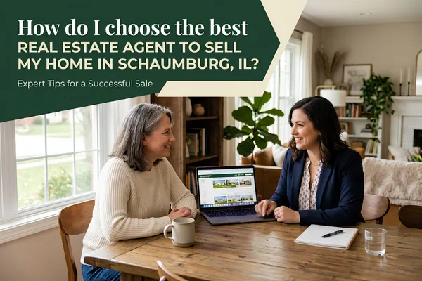 Professional real estate agent discussing home selling in Schaumburg