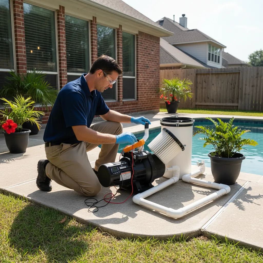 Houston TX pool equipment inspection testing pump and filter