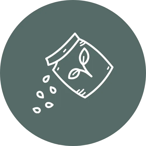 Grass seed bag pouring seeds icon