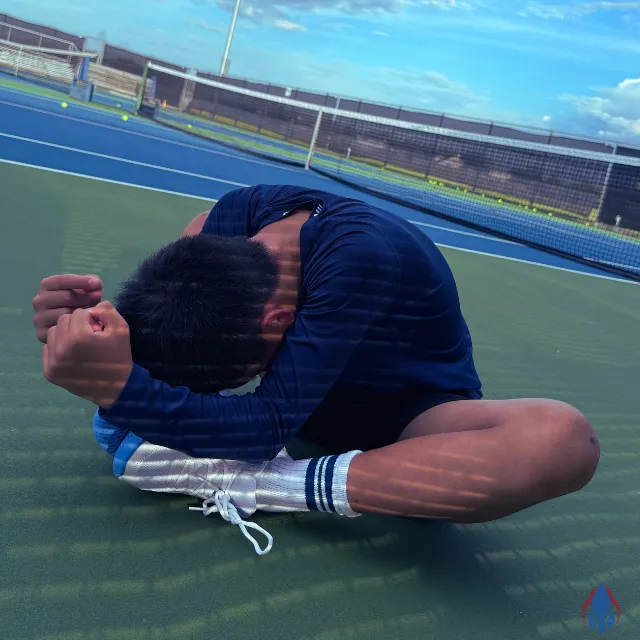 Tennis flexibility training at Zenniq Academy – youth recovery, court stretching routine, physical conditioning for tennis players in Katy, Texas