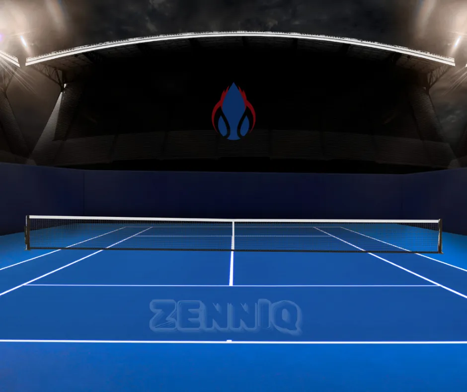High performance tennis court at Zenniq Academy in Katy Texas for professional and junior tennis training