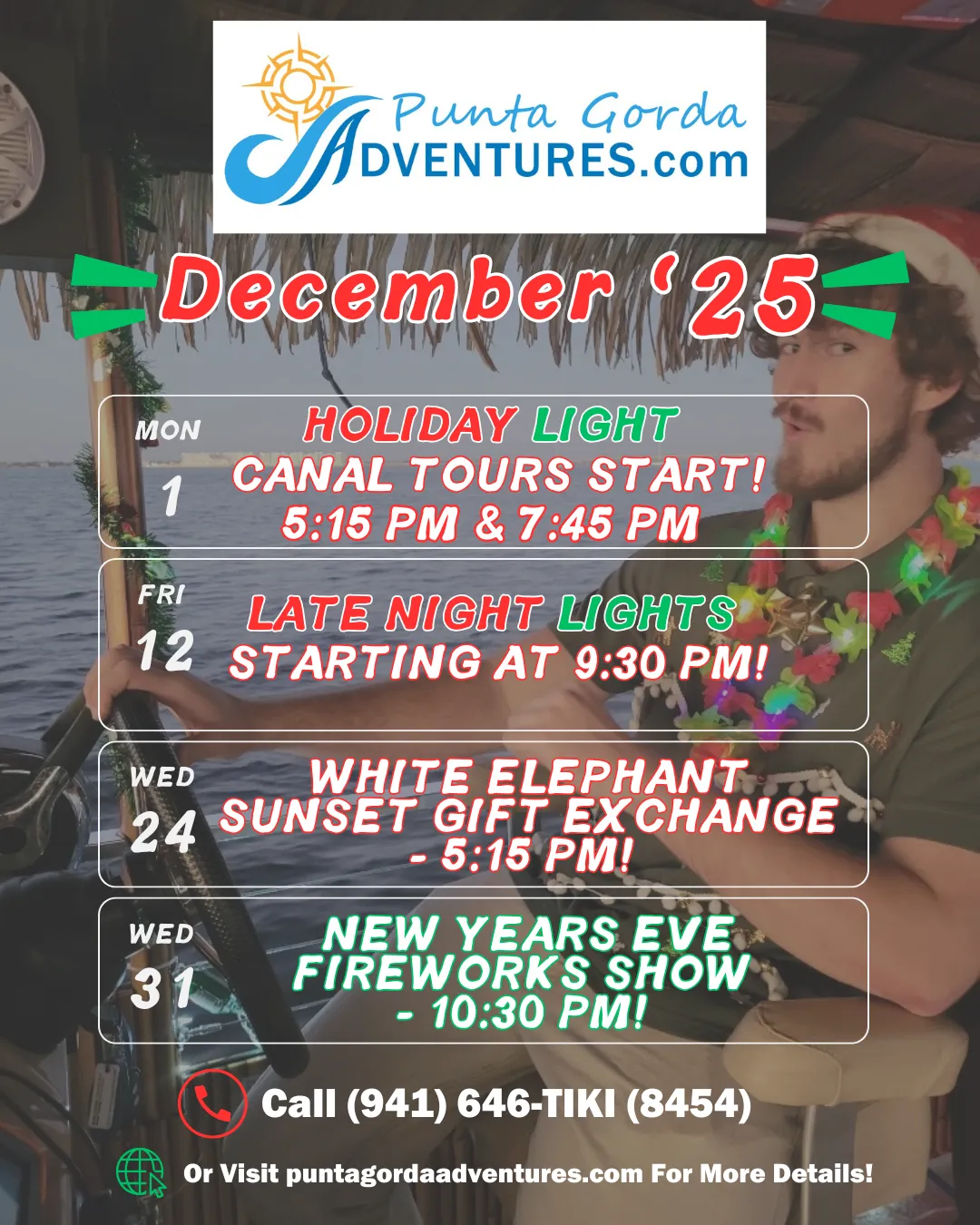 Punta Gorda Adventures promotional calendar for things to do in Punta Gorda Florida.