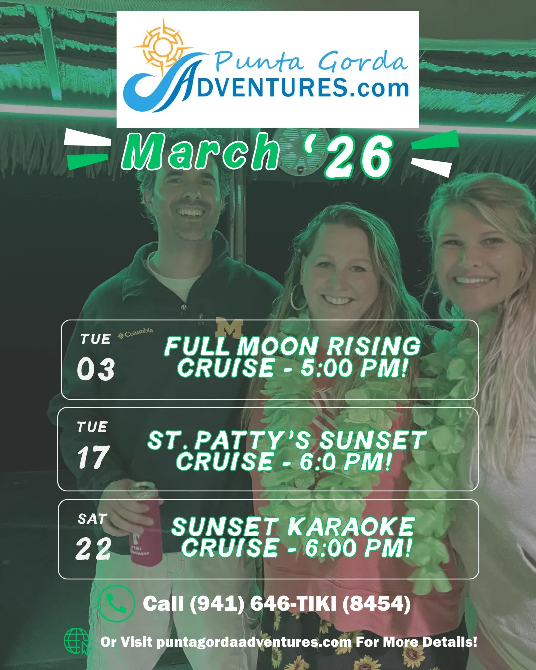 Punta Gorda Adventures promotional calendar for things to do in Punta Gorda Florida.
