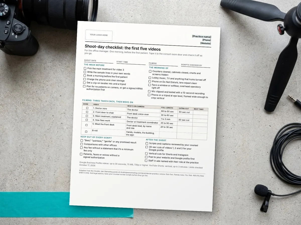 Dental Practice Videos: The First Five to Film, With Shot Lists